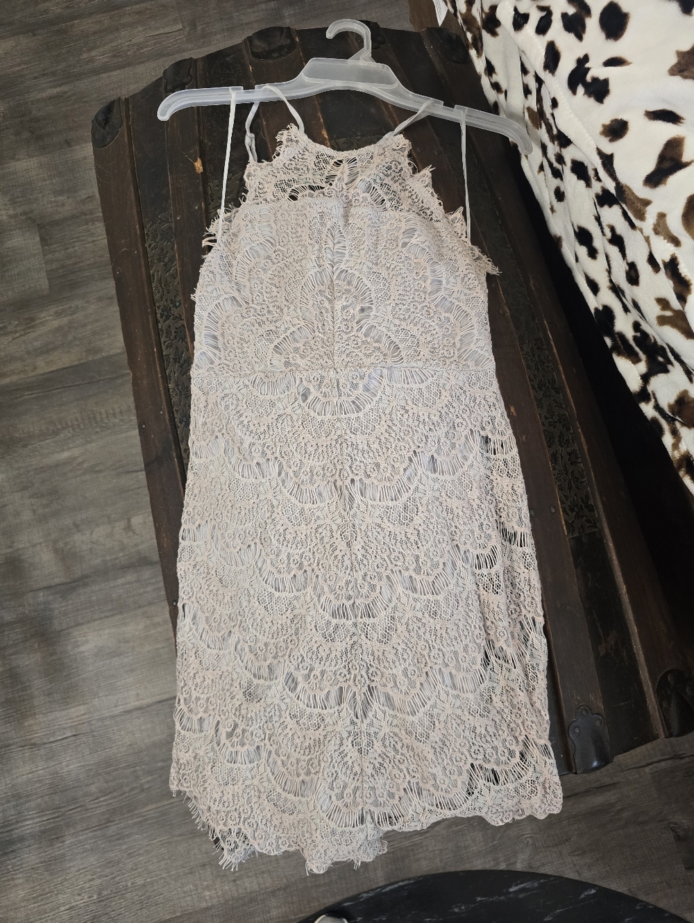 Free People Lace Halter Mini Dress in Blush